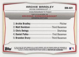 2014 Bowman - Chrome Bowman Scout Top 5 Mini Refractors #BM-AD1 Archie Bradley Back