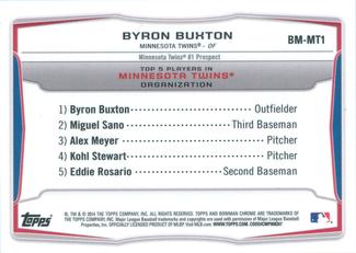 2014 Bowman - Chrome Bowman Scout Top 5 Mini Refractors #BM-MT1 Byron Buxton Back