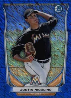 2014 Bowman - Chrome Bowman Scout Top 5 Mini Blue Refractors #BM-MM3 Justin Nicolino Front