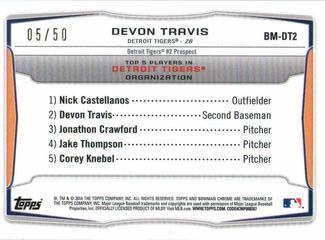 2014 Bowman - Chrome Bowman Scout Top 5 Mini Orange Refractors #BM-DT2 Devon Travis Back