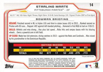 2014 Bowman - Silver Ice #14 Starling Marte Back