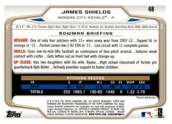 2014 Bowman - Silver Ice #48 James Shields Back