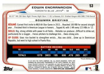 2014 Bowman - Silver Ice #53 Edwin Encarnacion Back