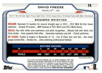 2014 Bowman - Silver Ice #74 David Freese Back