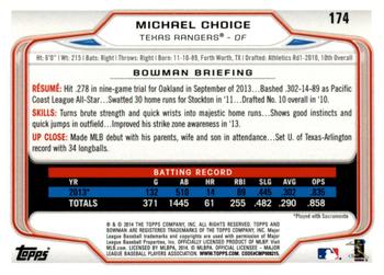2014 Bowman - Silver Ice #174 Michael Choice Back