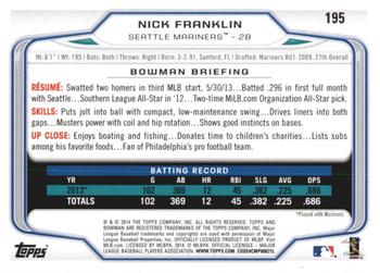 2014 Bowman - Silver Ice #195 Nick Franklin Back