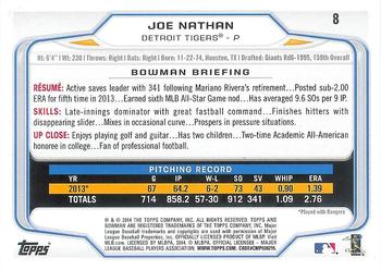 2014 Bowman - Silver Ice #8 Joe Nathan Back