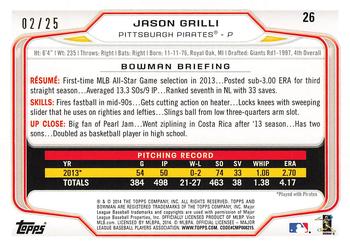 2014 Bowman - Red Ice #26 Jason Grilli Back