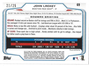 2014 Bowman - Red Ice #69 John Lackey Back