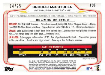 2014 Bowman - Red Ice #150 Andrew McCutchen Back