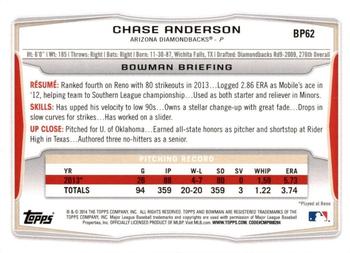 2014 Bowman - Prospects Silver Ice #BP62 Chase Anderson Back