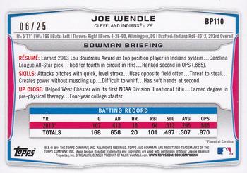 2014 Bowman - Prospects Red Ice #BP110 Joe Wendle Back