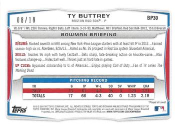 2014 Bowman - Prospects Purple Ice #BP30 Ty Buttrey Back