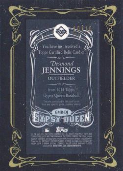 2014 Topps Gypsy Queen - Mini Relics Black #GMR-DJ Desmond Jennings Back