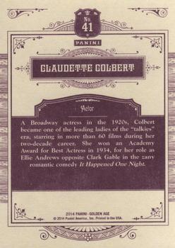 2014 Panini Golden Age #41 Claudette Colbert Back