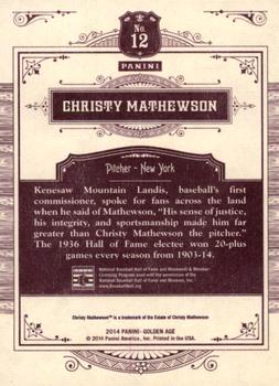 2014 Panini Golden Age #12 Christy Mathewson Back
