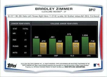 2014 Bowman Draft #DP17 Bradley Zimmer Back