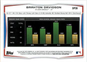 2014 Bowman Draft #DP28 Braxton Davidson Back