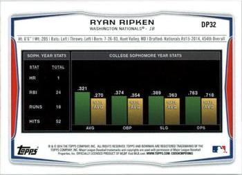 2014 Bowman Draft #DP32 Ryan Ripken Back