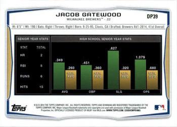 2014 Bowman Draft #DP39 Jacob Gatewood Back