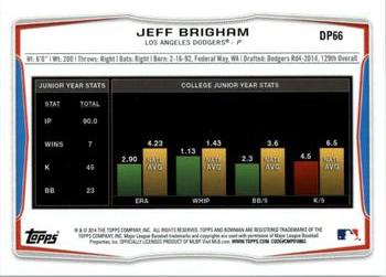 2014 Bowman Draft #DP66 Jeff Brigham Back
