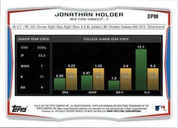 2014 Bowman Draft #DP88 Jonathan Holder Back