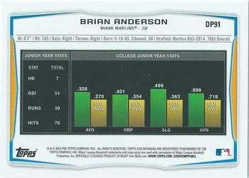 2014 Bowman Draft #DP91 Brian Anderson Back