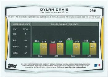 2014 Bowman Draft #DP94 Dylan Davis Back