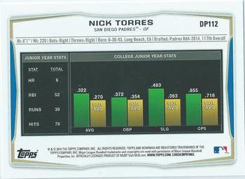 2014 Bowman Draft #DP112 Nick Torres Back