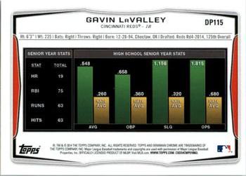 2014 Bowman Draft #DP115 Gavin LaValley Back