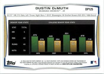 2014 Bowman Draft #DP125 Dustin DeMuth Back