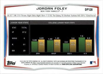2014 Bowman Draft #DP128 Jordan Foley Back