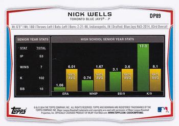 2014 Bowman Draft #DP89 Nick Wells Back