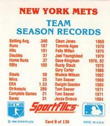 1987 Sportflics - Team Logo Trivia #8 Team Season Records Back