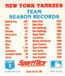 1987 Sportflics - Team Logo Trivia #10 Team Season Records Back