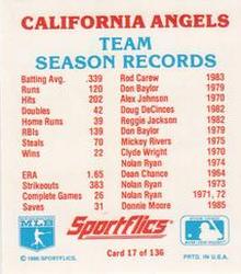1987 Sportflics - Team Logo Trivia #17 Team Season Records Back