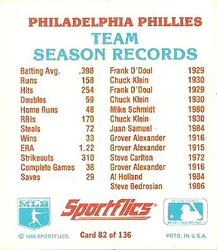 1987 Sportflics - Team Logo Trivia #82 Team Season Records Back