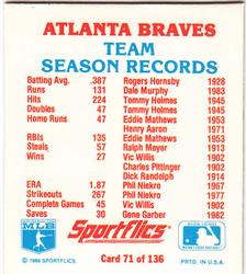 1987 Sportflics - Team Logo Trivia #71 Team Season Records Back