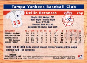 2009 Grandstand Tampa Yankees #NNO2 Dellin Betances Back