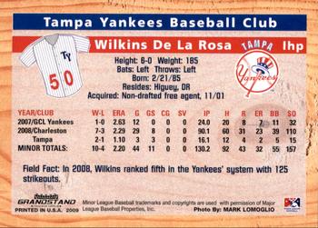 2009 Grandstand Tampa Yankees #NNO5 Wilkin De La Rosa Back