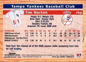 2009 Grandstand Tampa Yankees #NNO17 Tim Norton Back