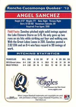 2012 Grandstand Rancho Cucamonga Quakes #NNO Angel Sanchez Back