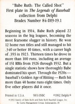 1992 Delphi Bradford Exchange #NNO Babe Ruth Back