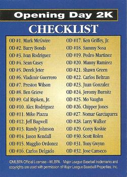 2000 Topps / Fleer / Upper Deck / Pacific Opening Day 2K #NNO Checklist Front