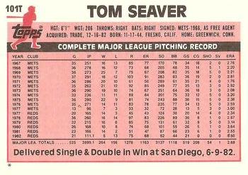 1983 Topps Traded #101T Tom Seaver Back