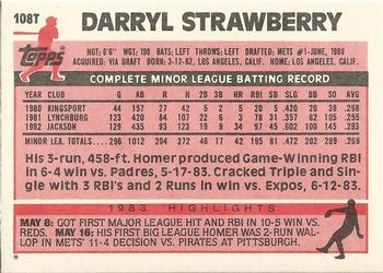 1983 Topps Traded #108T Darryl Strawberry Back