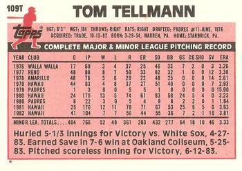 1983 Topps Traded #109T Tom Tellmann Back
