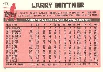 1983 Topps Traded #10T Larry Biittner Back
