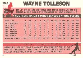 1983 Topps Traded #114T Wayne Tolleson Back