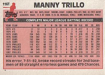 1983 Topps Traded #116T Manny Trillo Back